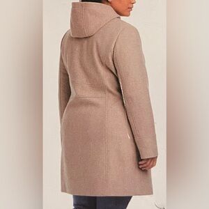 Vince Camuto hooded faux wool women's zip Jacket Mid length Tan Size XL